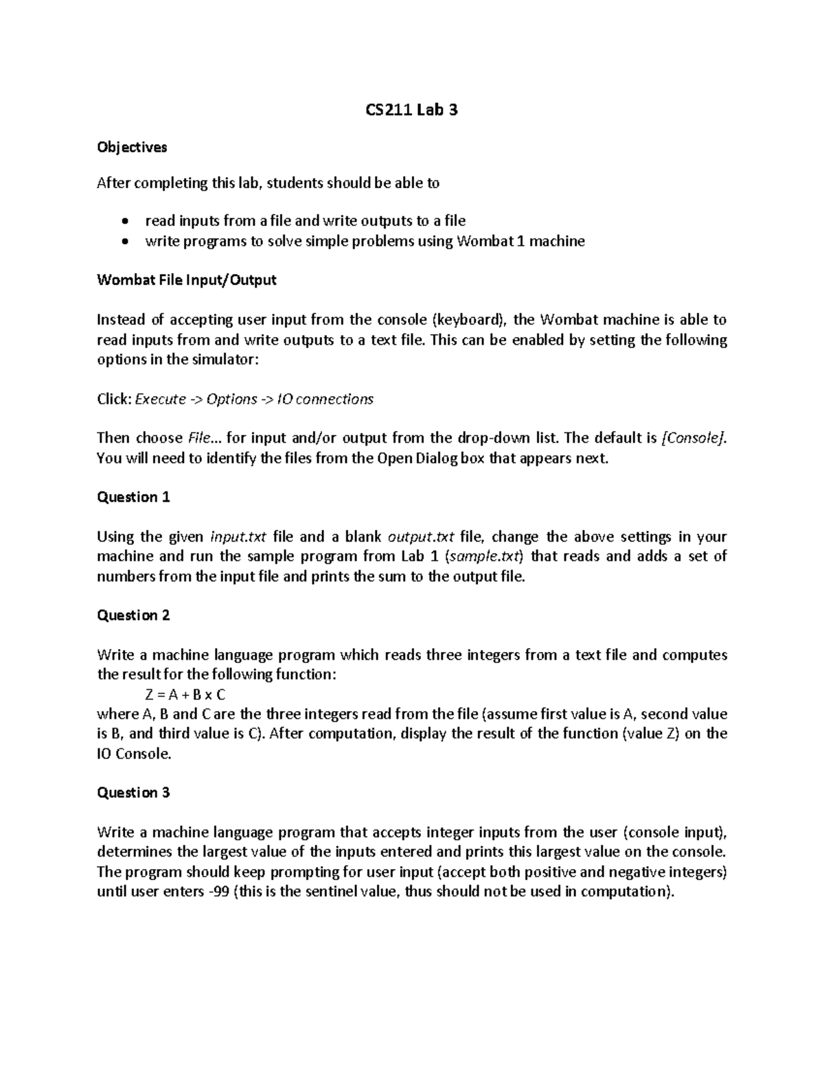 CS211 Week 4 Lab: File I/O and Machine Language Programming Notes - Studocu