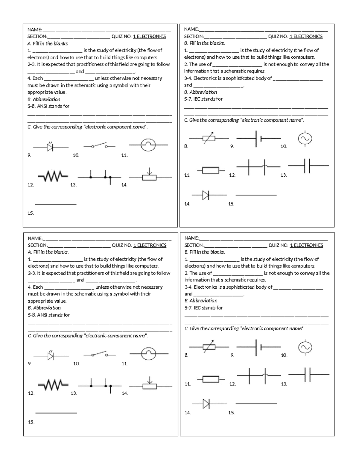 Q1-Quiz 1 - Electronics Fundamentals Assessment - Studocu