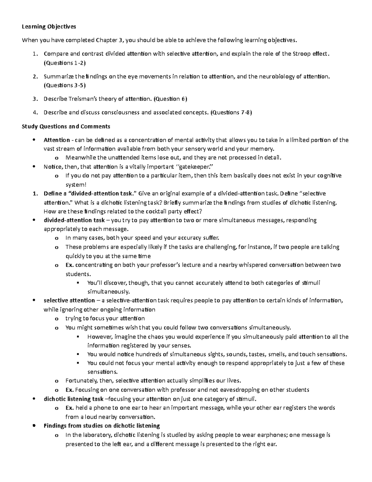 Chapter 3 - Lecture Notes on Attention and Consciousness (PSY 101 ...