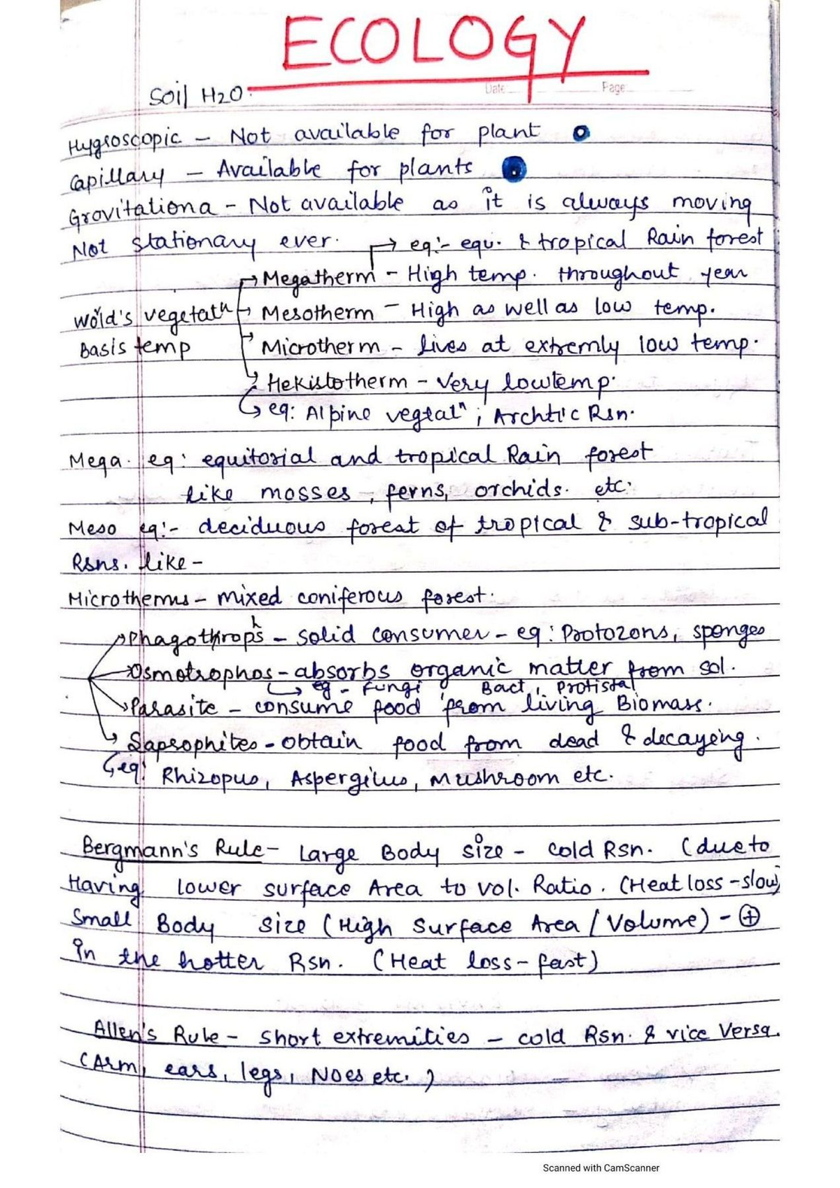 Ecology Handwritten Notes - Comprehensive Study Guide @bluebio - Studocu