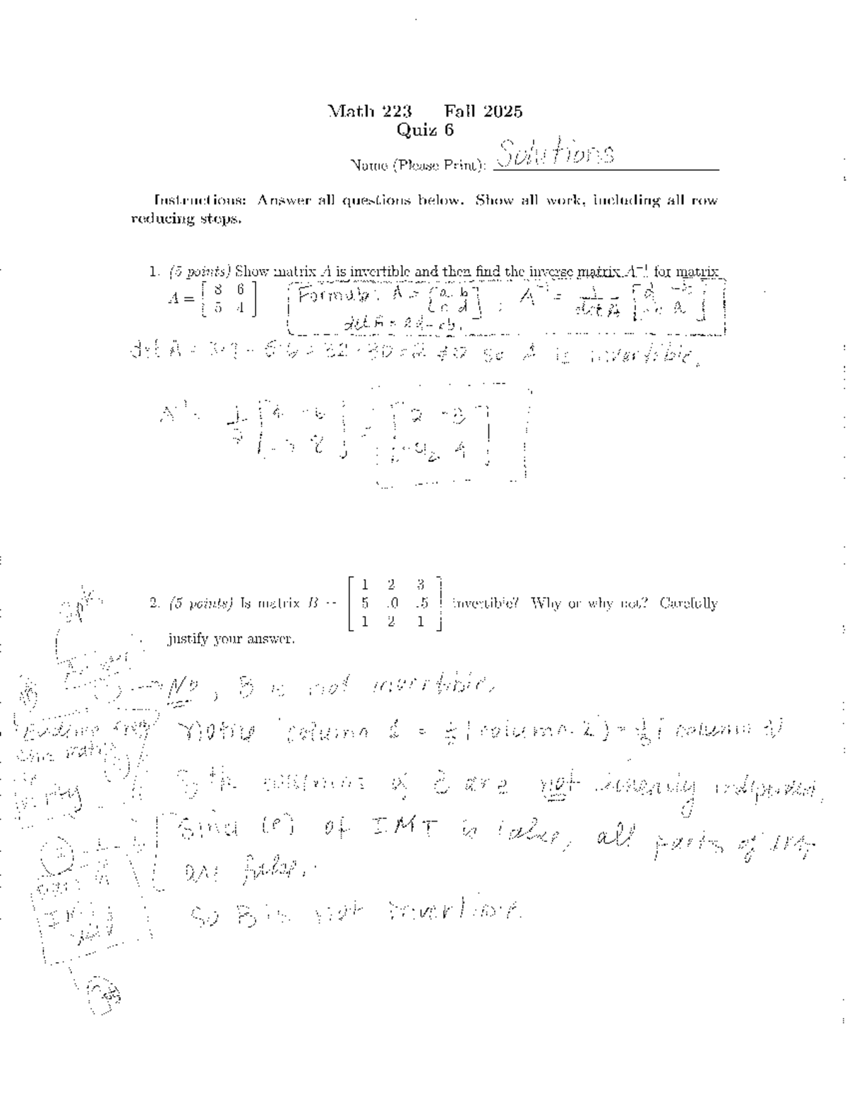 Math 223 Fall 2025 - Quiz 6 Solutions - Studocu