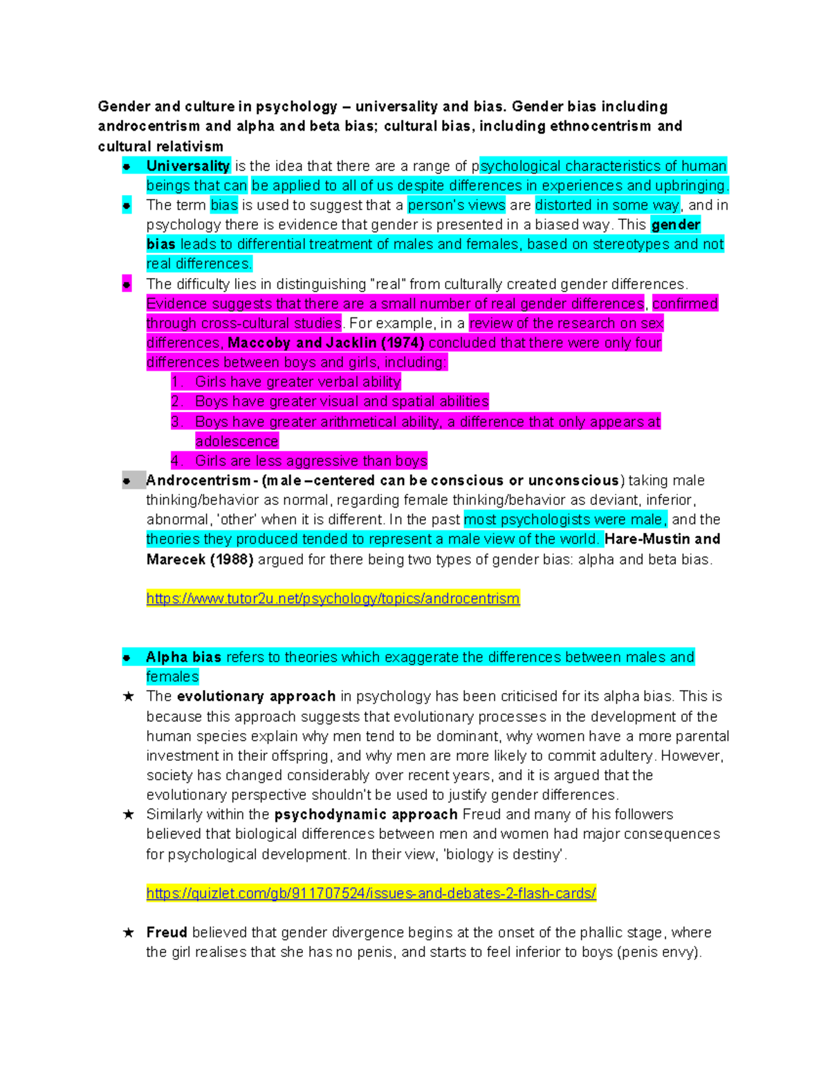 PSY101: Gender and Culture in Psychology - Bias and Universality Issues ...