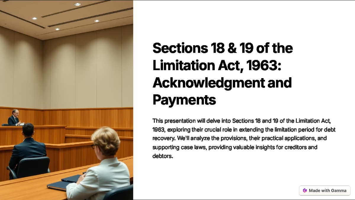 Understanding Sections 18 & 19 of Limitation Act 1963: Acknowledge ...