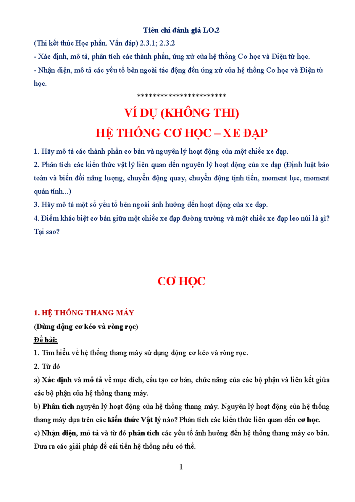 Đánh Giá Và Phân Tích Hệ Thống Cơ Học & Điện Từ Học - TDHT VLKT1 - Studocu