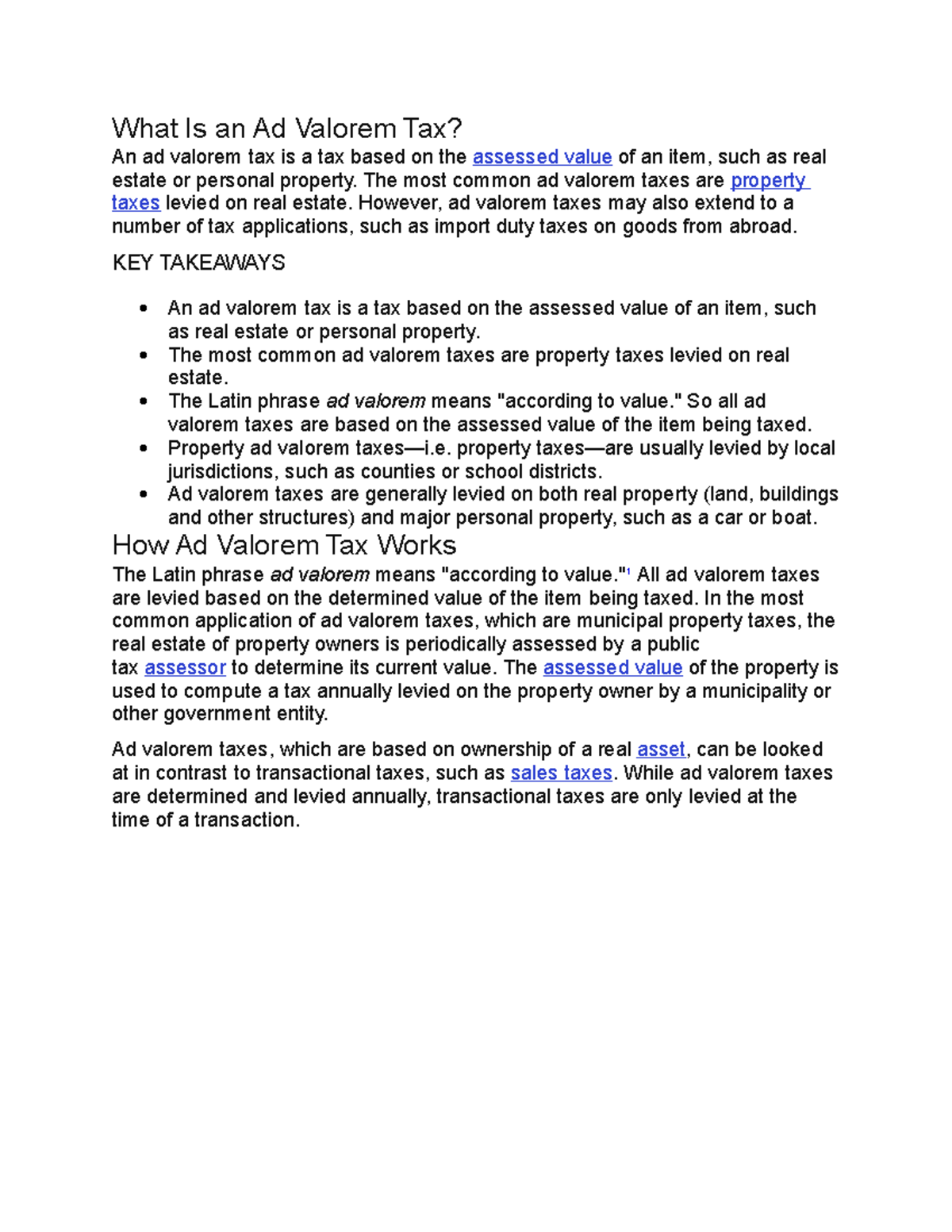 Ad Valorem Tax: Meaning, Applications, and Key Concepts - Studocu