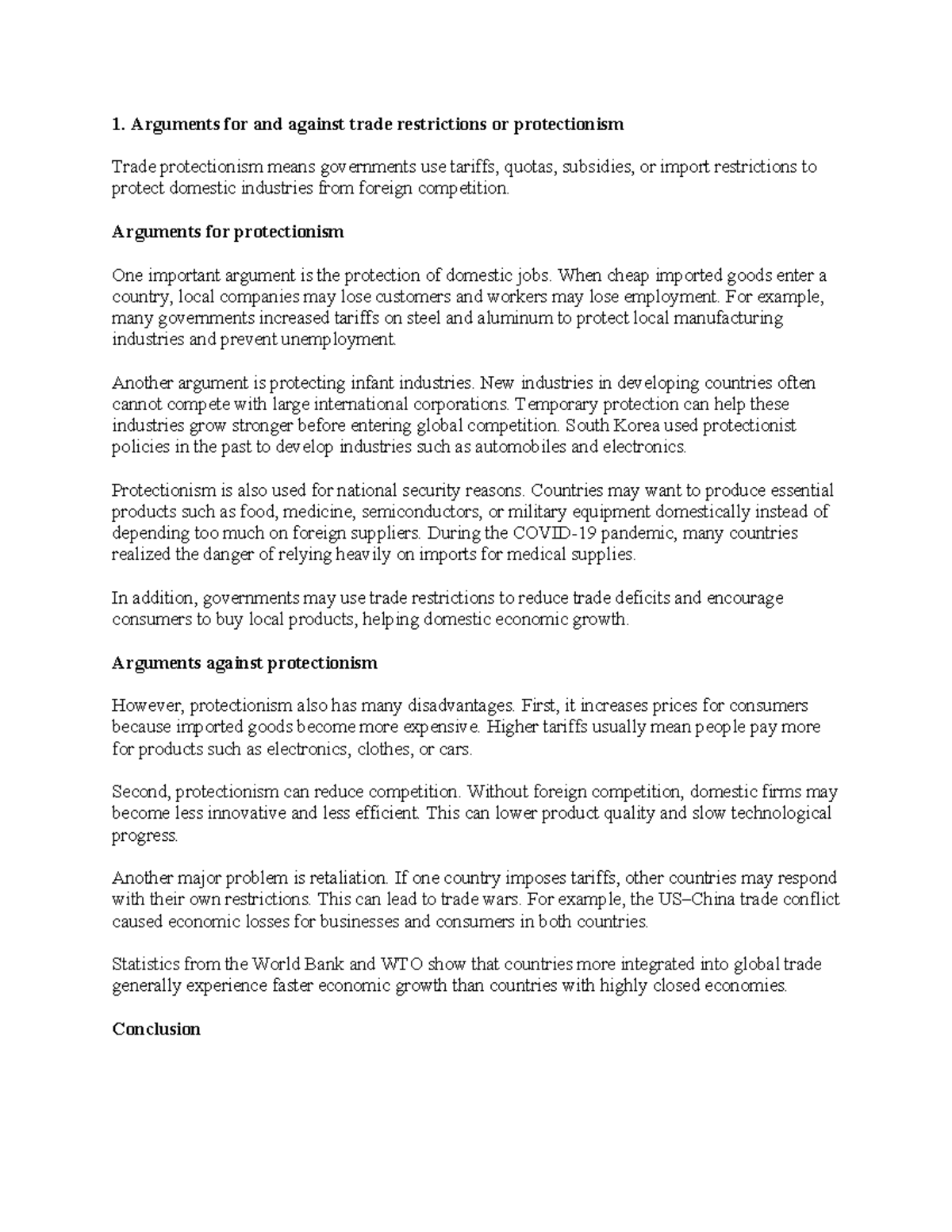 Trade Protectionism vs. Liberalization: Arguments & Impacts (Course ...