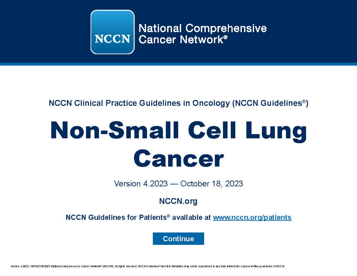 NCCN Guidelines for Cell Lung Cancer - Version 4.2023 Updates - Studocu
