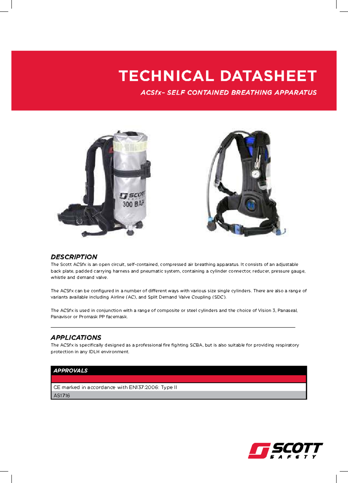0073 SCBA Scott ACSfx - Technical Datasheet Overview - Studocu