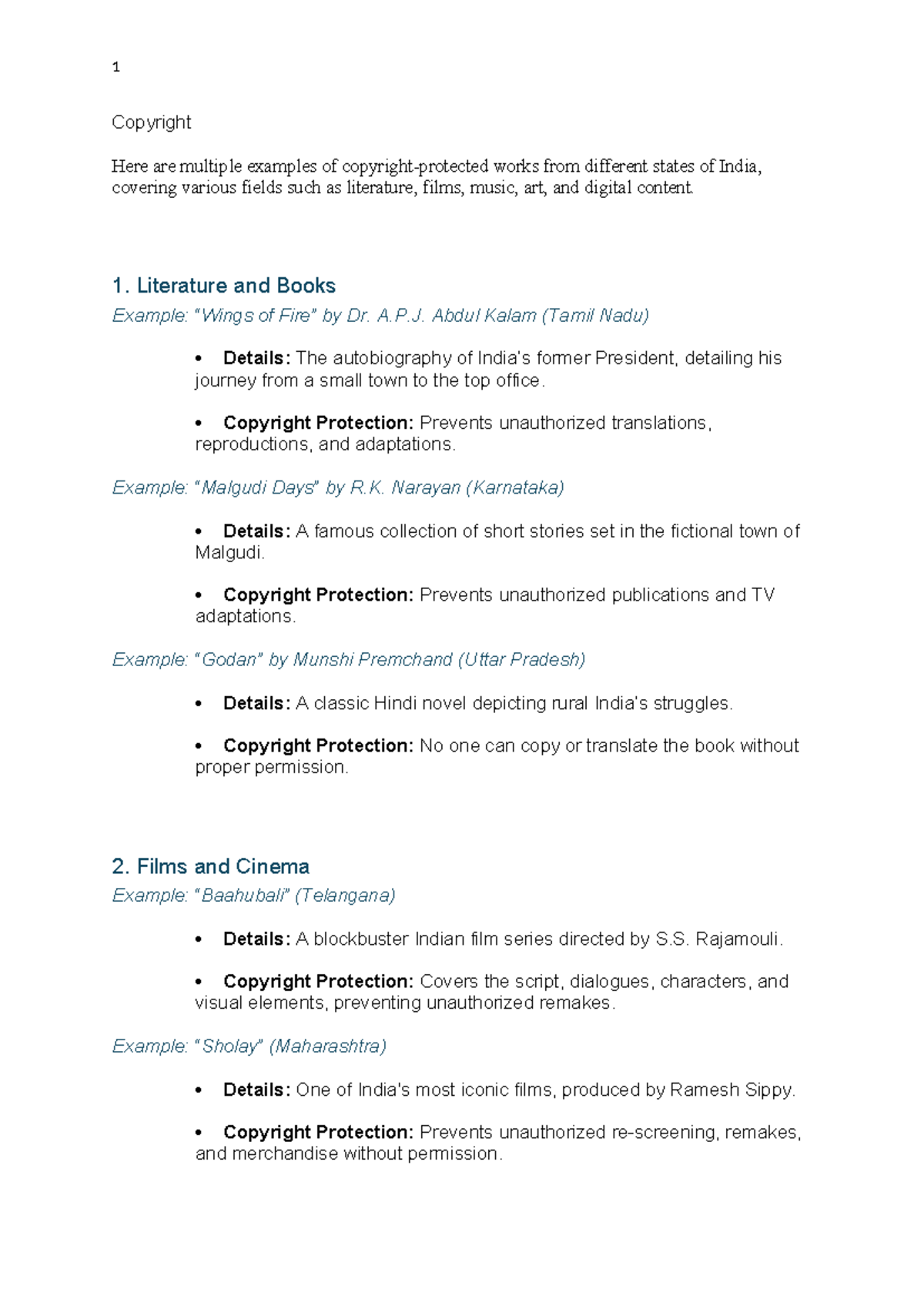 Examples Of Copyright In India