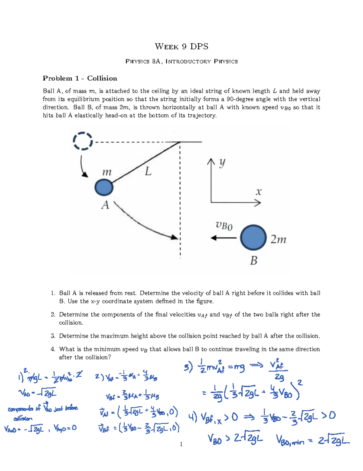 Week 9 DPS Physics 8A - Collision Problem Analysis - Studocu