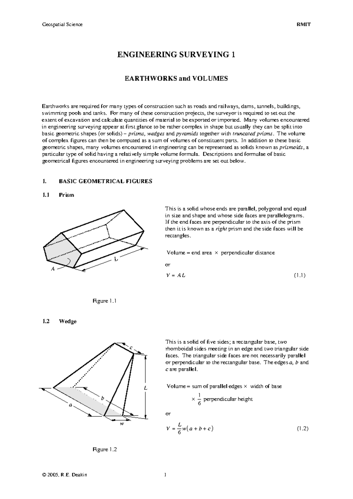 Engineering Surveying 1: Earthworks and Volumes Insight - Studocu