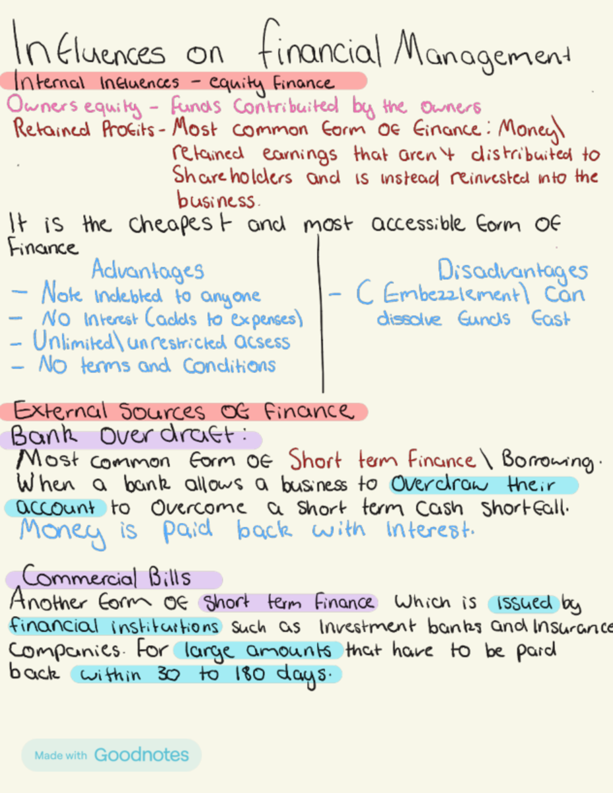 Business Studies Notes: Financial Management Influences and Sources ...