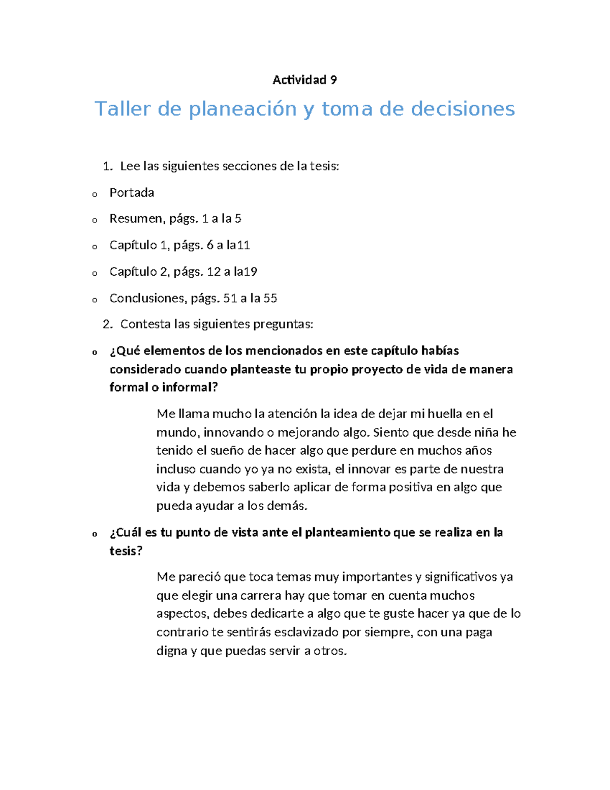 Actividad 9: Taller de Planeación y Toma de Decisiones Stuuuu - Studocu