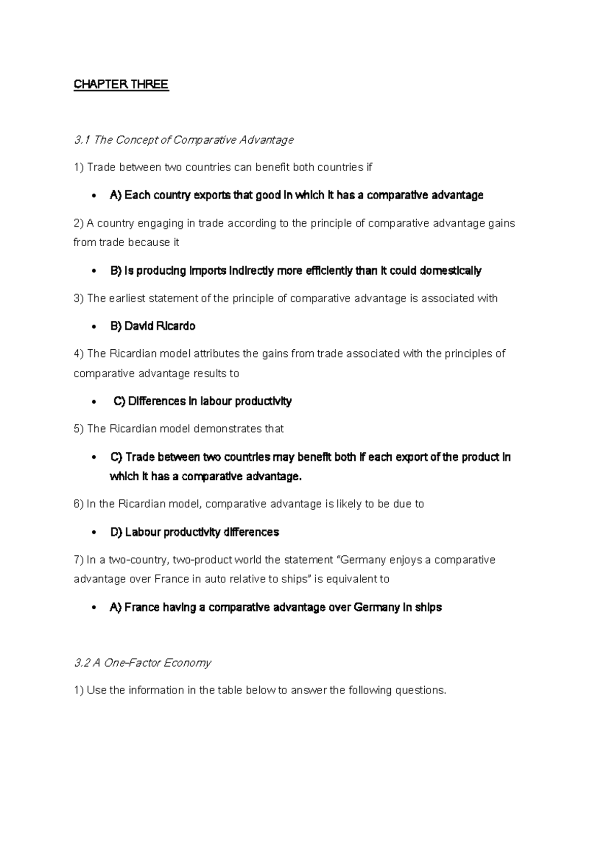 3A Chapter 3 - Comparative Advantage Concepts and Analysis - Studocu