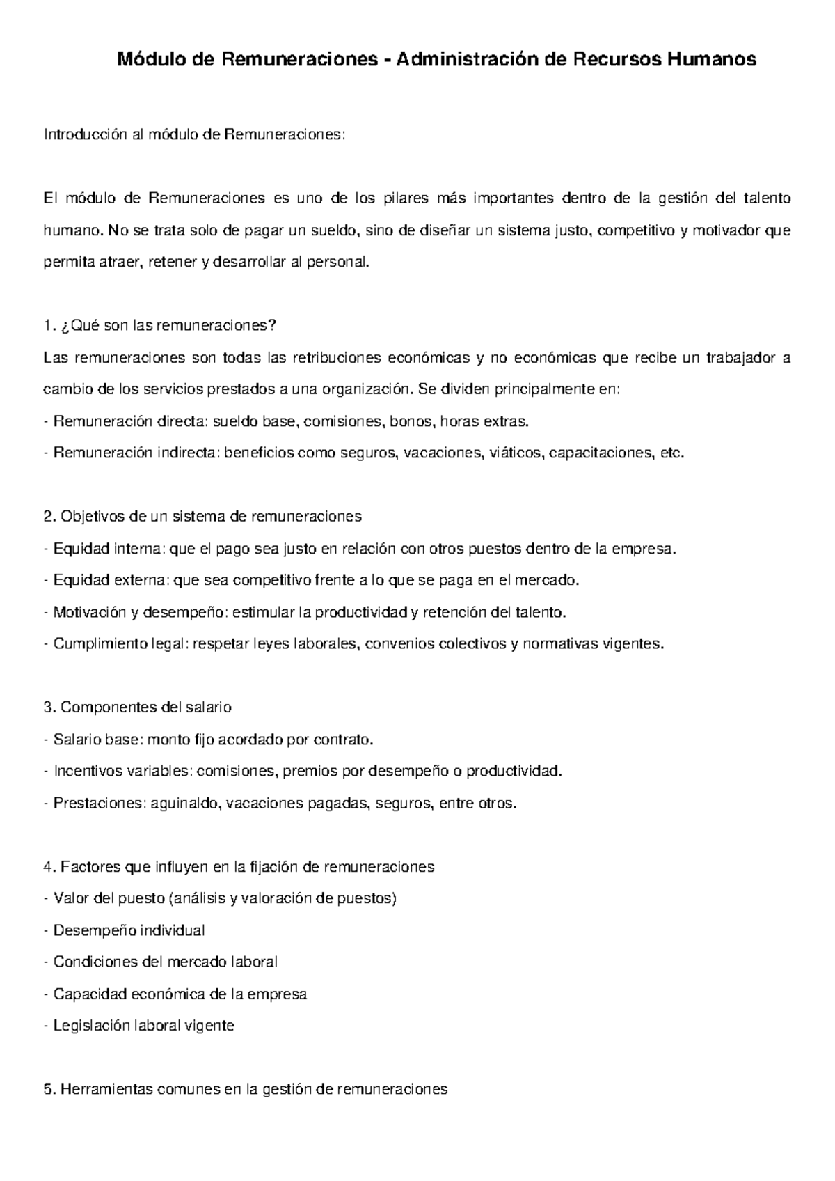 Modulo Remuneraciones RRHH - Módulo de Remuneraciones - Administración ...
