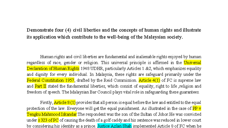 Chp 3 - Civil Liberties & Human Rights in Malaysian Society - Studocu