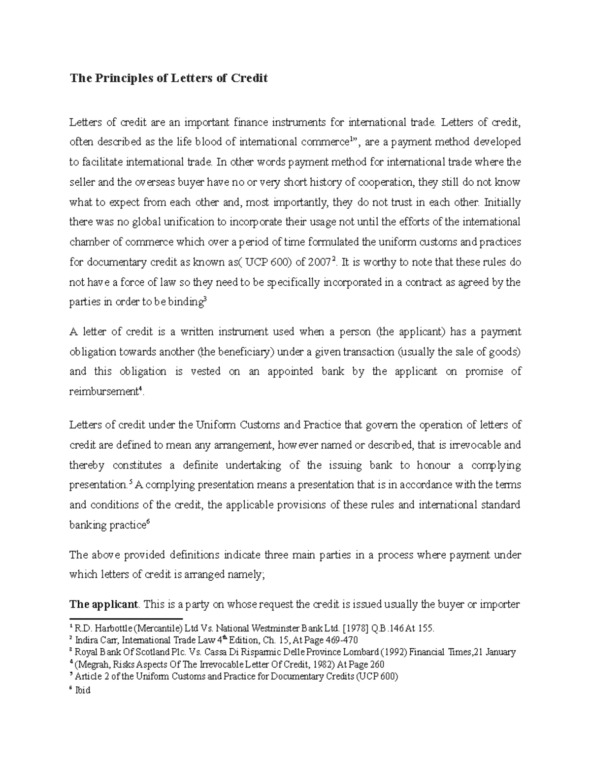 Principles of Letters of Credit: Autonomy and Strict Compliance ...