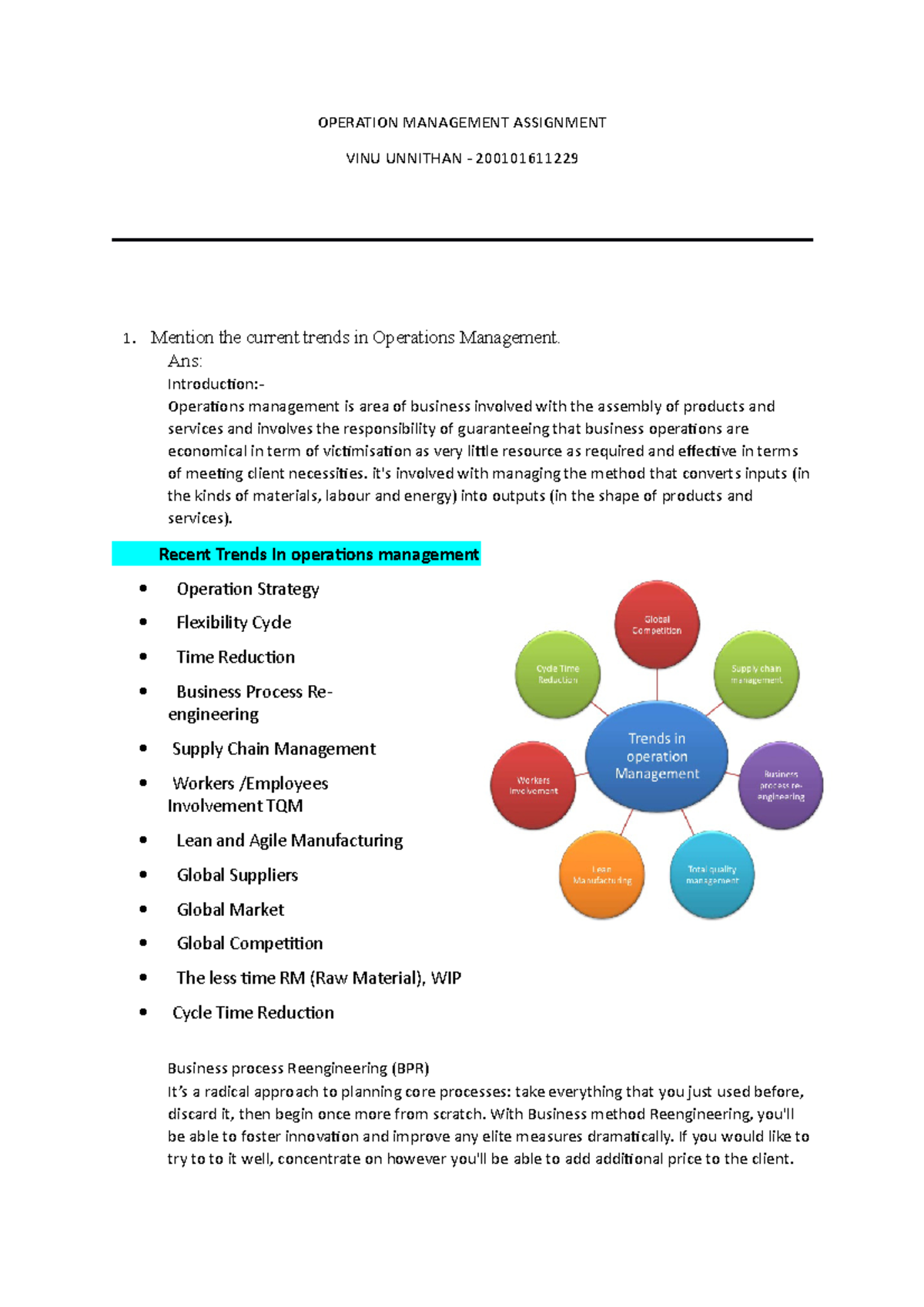Operation Management Assignment_alliance University (2020-2021 ...