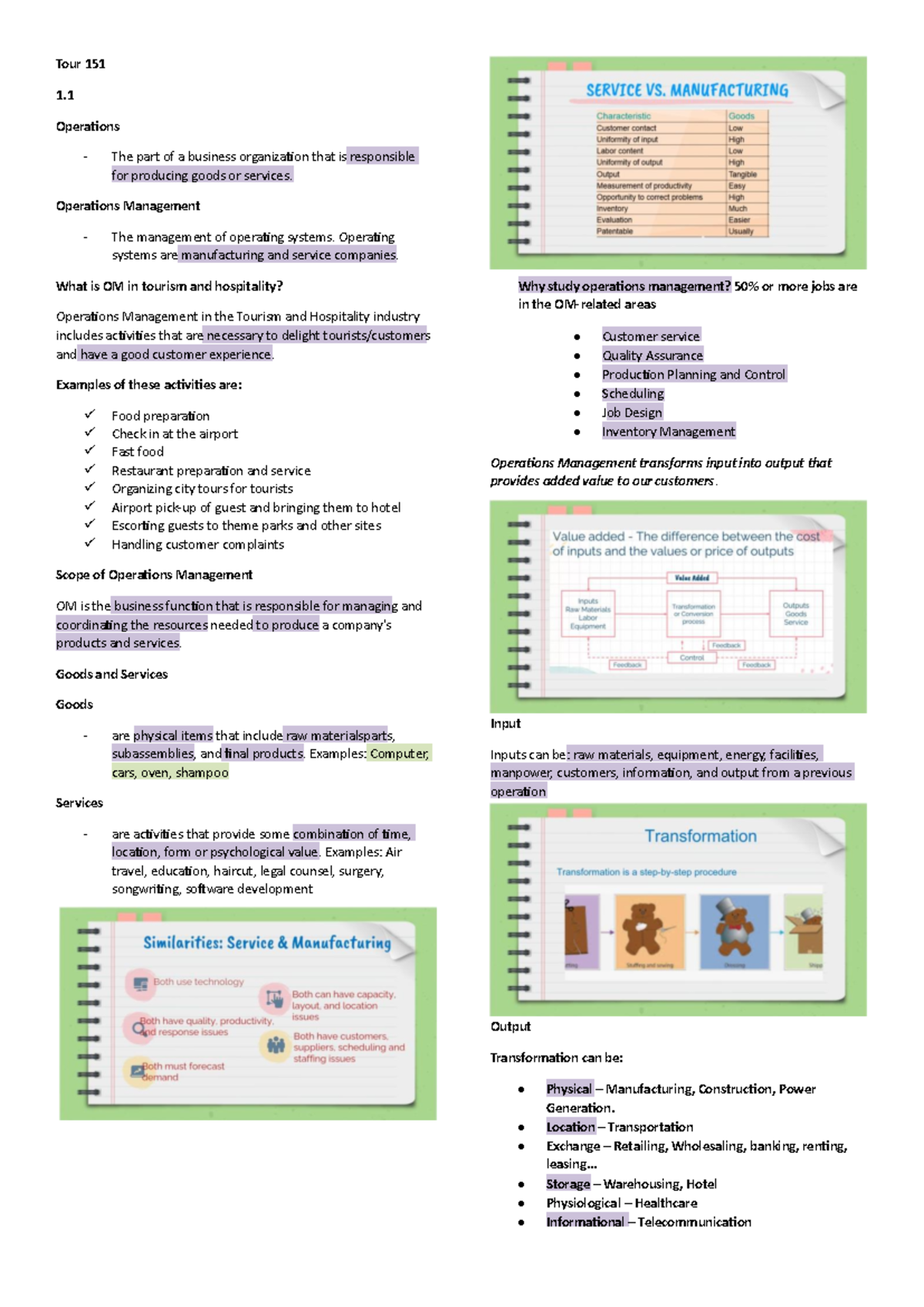 Tour 151 Operations Management Reviewer for Hospitality and Tourism ...