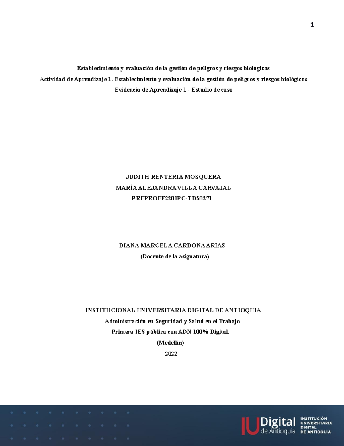Estudio de Caso: Gestión de Peligros y Riesgos Biológicos ...