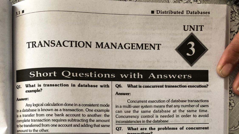 DDB 3 - Transaction Management Short Q&A Notes - Studocu