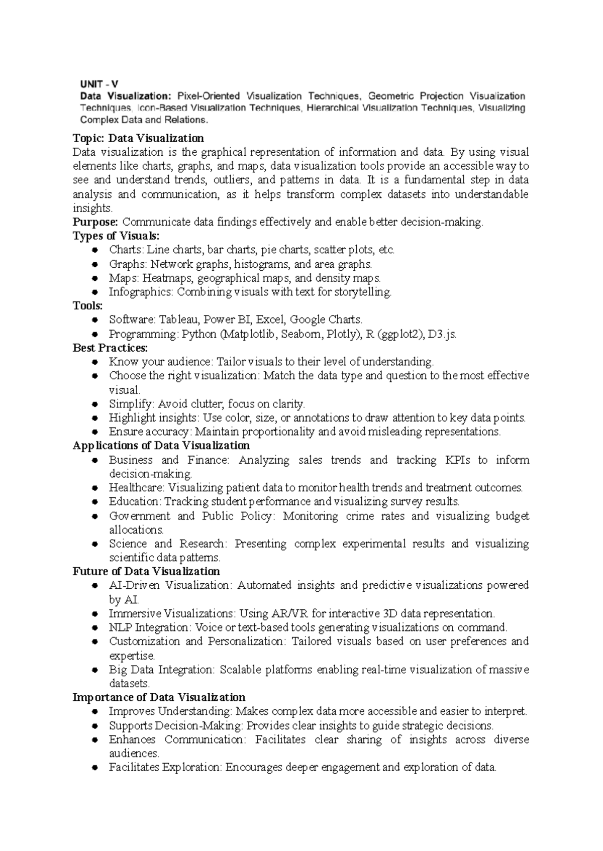 DA UNIT 5 - tyuyuiiuiujuj - Topic: Data Visualization Data ...