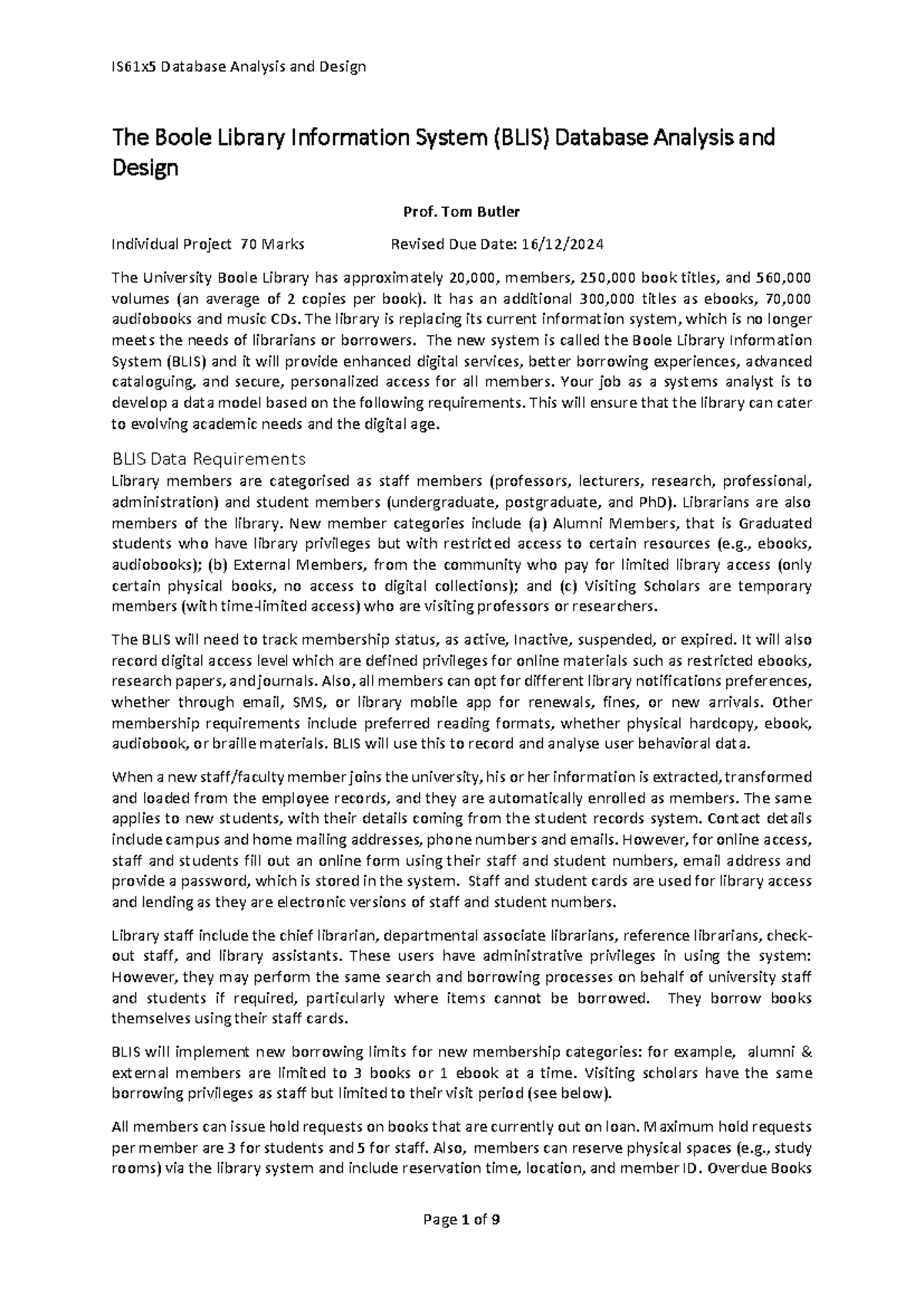 IS61x5 Boole Library Case Study Database Project-1 - The Boole Library ...