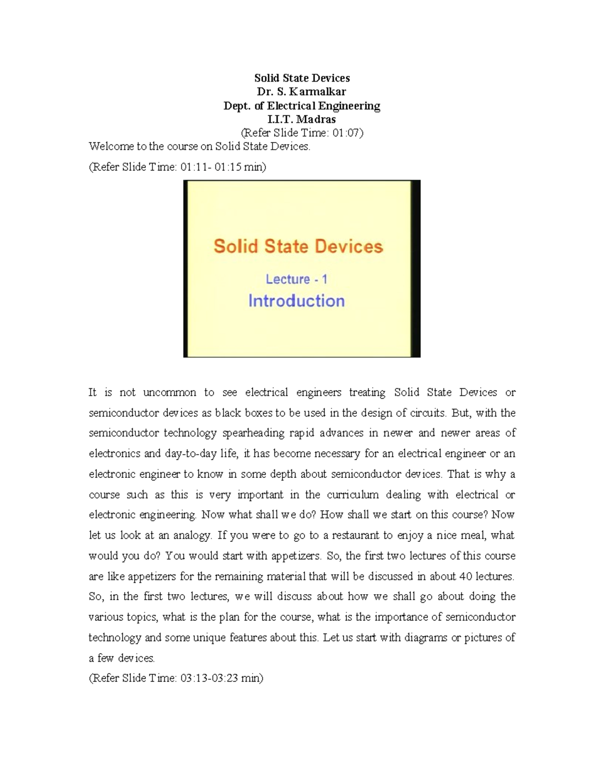 Solid State Devices - Comprehensive Notes for EE Course (EE 101) - Studocu