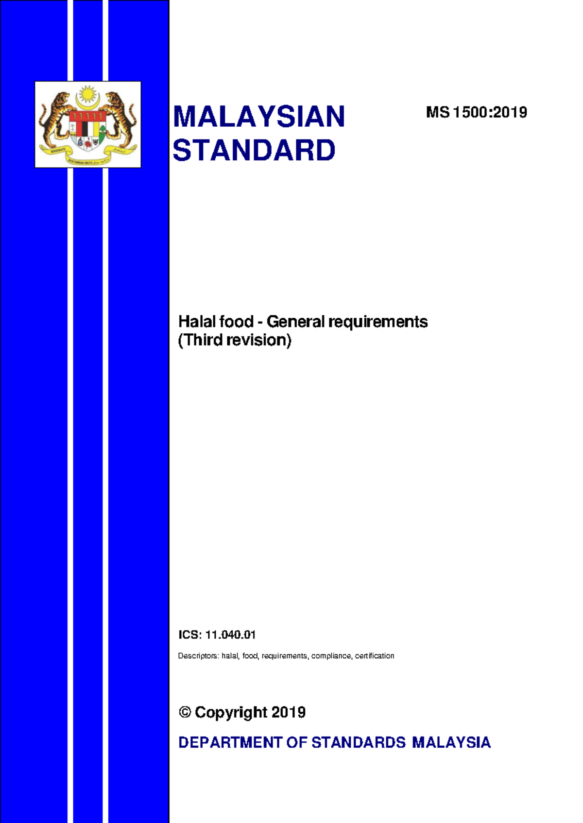 MS 1500:2019 Halal Food General Requirements - Third Revision Overview ...
