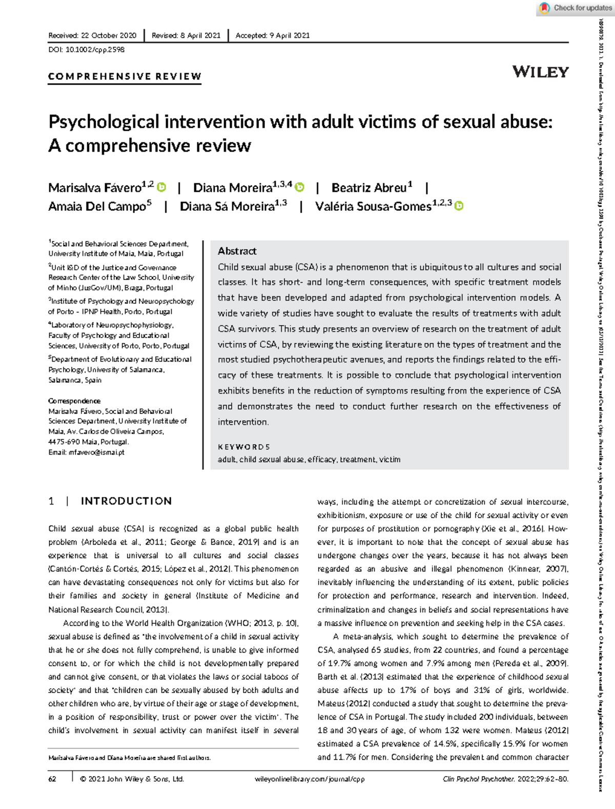 594665 - Review of Psychological Interventions for Adult CSA Victims ...
