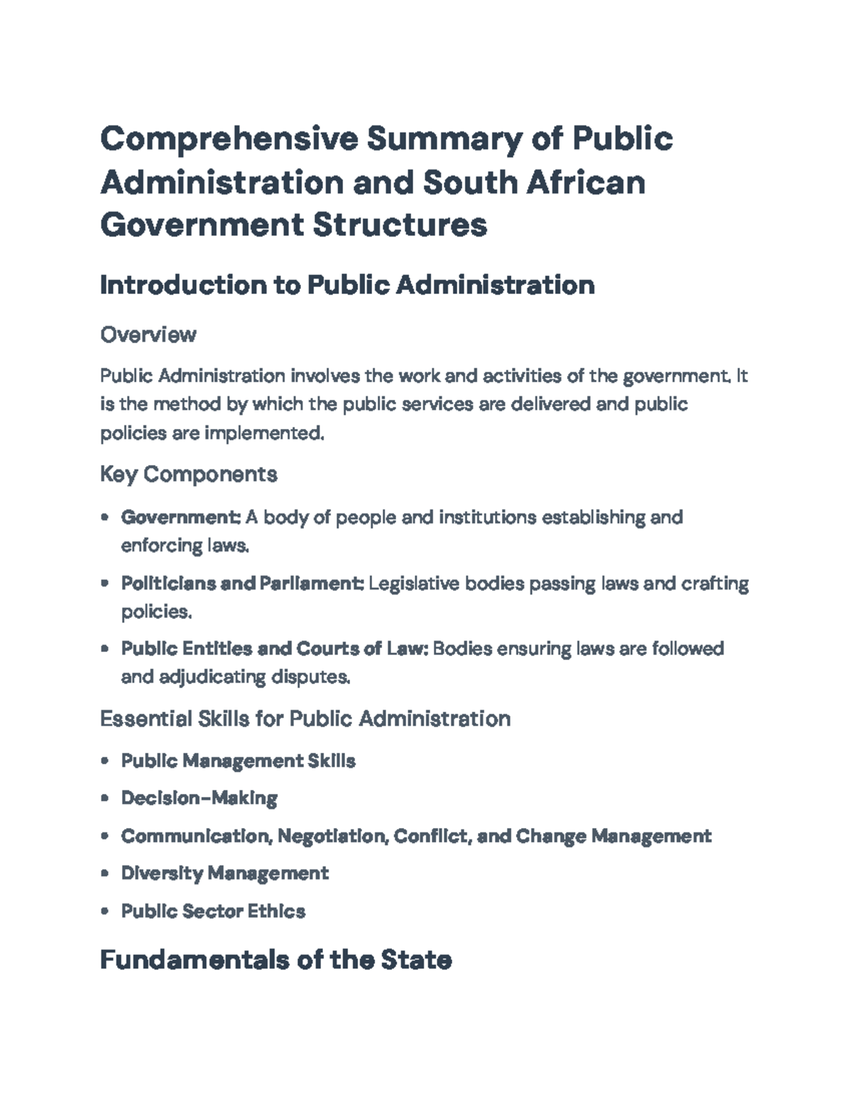 Comprehensive Overview of Public Administration & Governance in SA ...