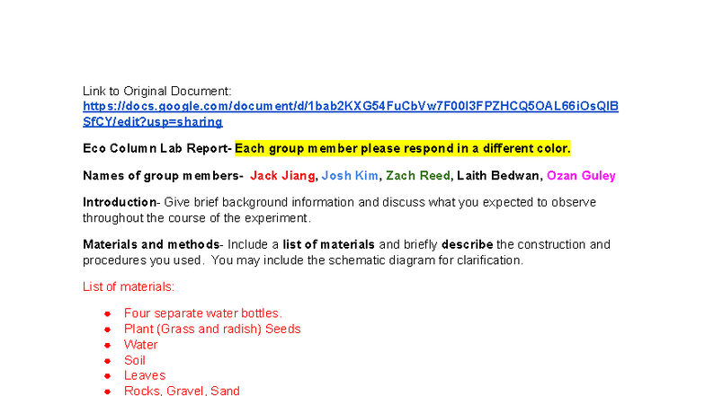 Group 13 - Eco Column Lab Report: Experiment Insights and Observations ...