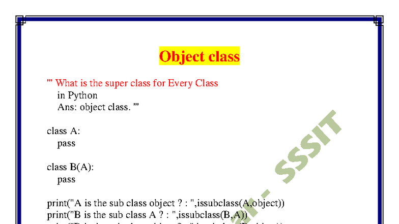 Object Class in Python: Understanding Superclass and Subclass ...