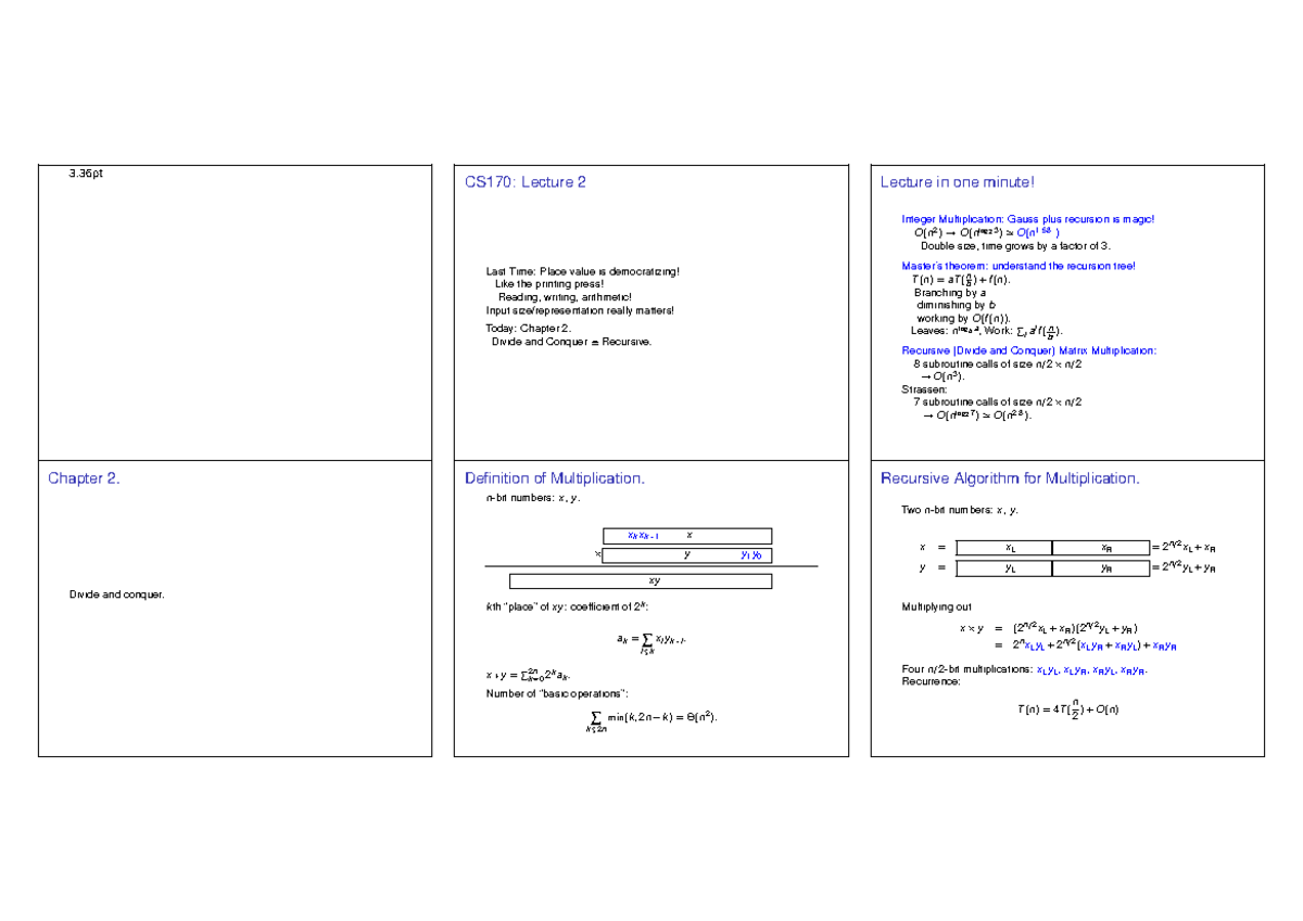 2024 spring Lec-2 - 3 CS170: Lecture 2 Last Time: Place value is ...