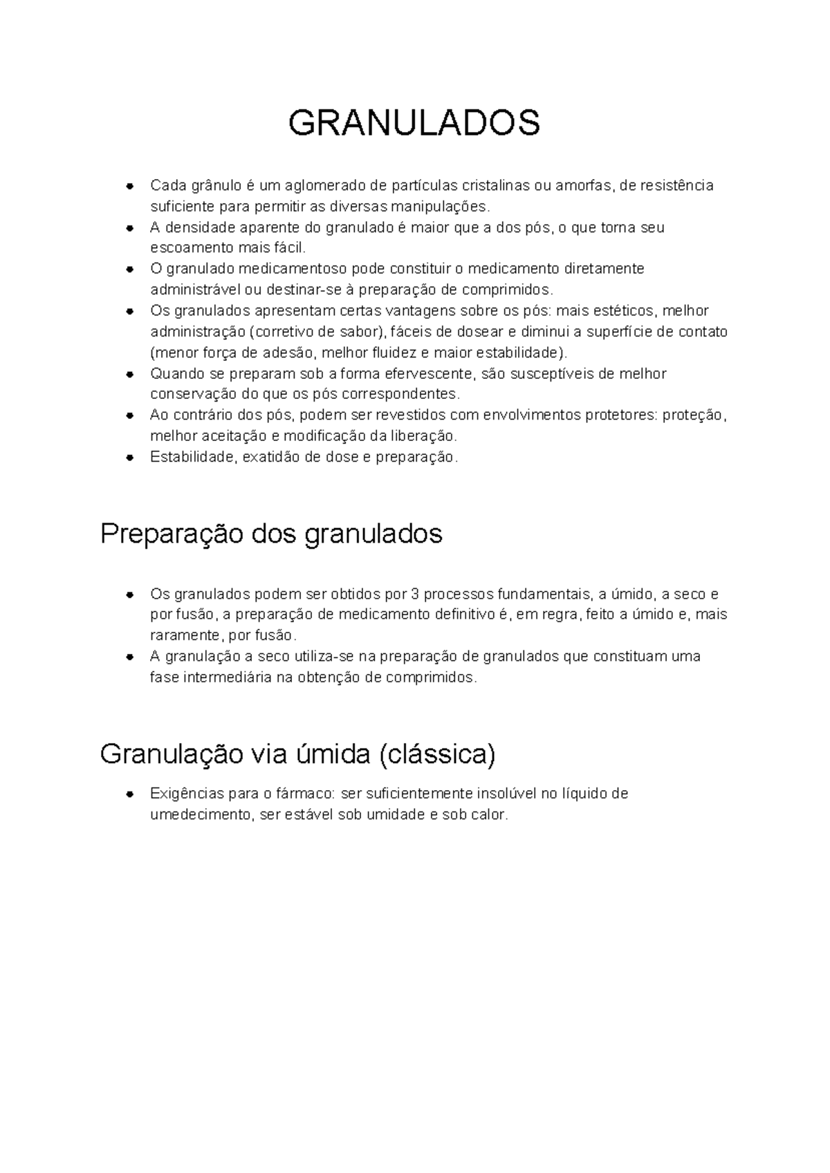 Granulados Farmacotécnicos: Propriedades, Preparação e Acondicionamento ...