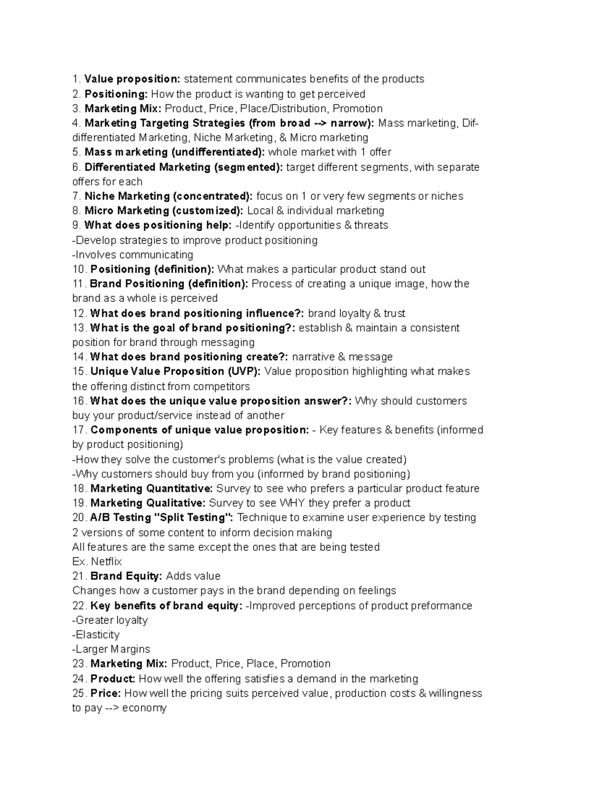 Comm 2 Exam Review: Marketing Concepts & Financial Analysis - Studocu