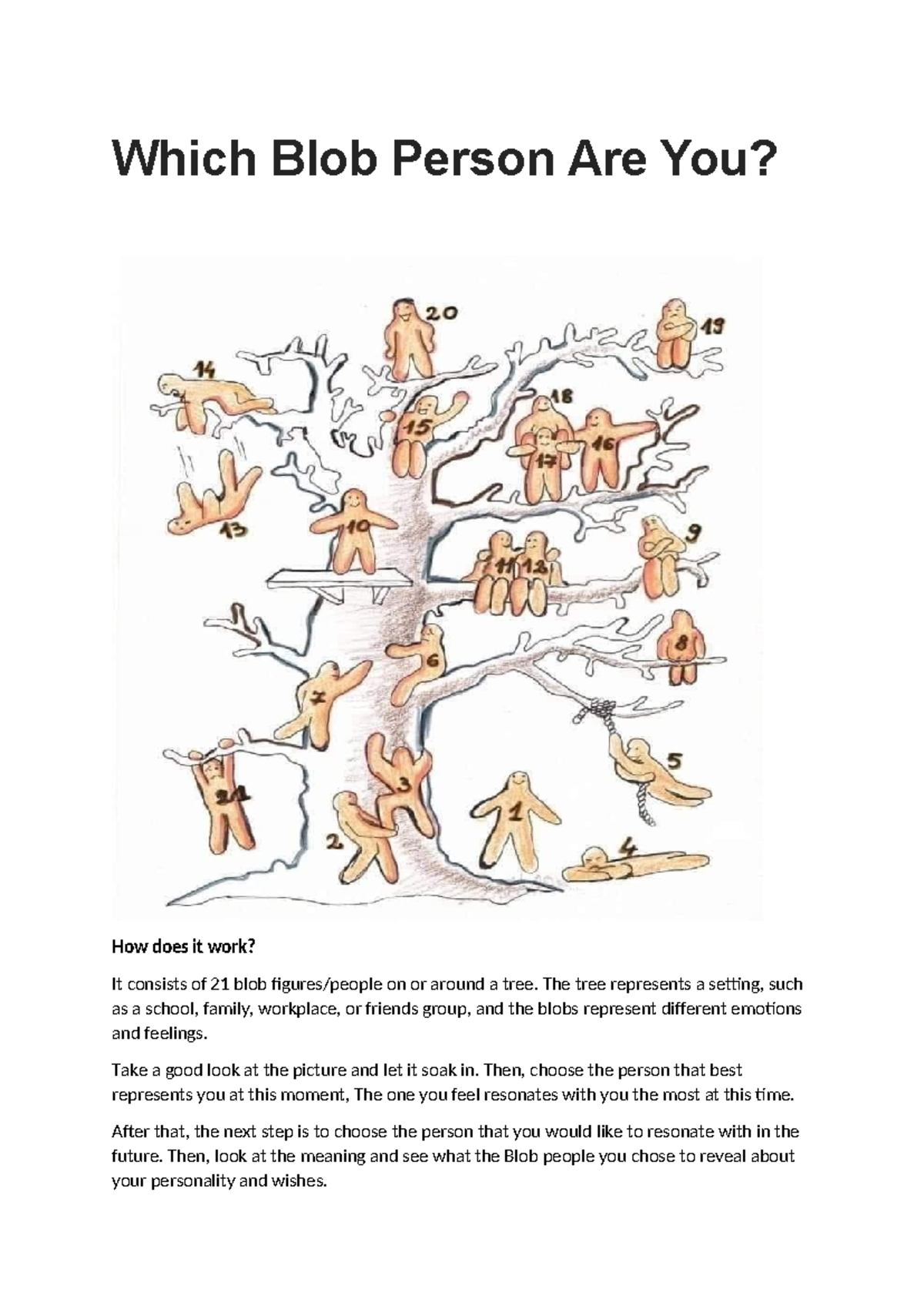 Blob Tree Activity: Discovering Your Emotions and Personality - Studocu