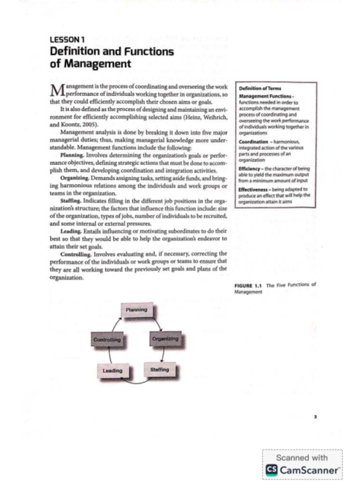 Management Functions and Skills: Lesson 1 & 3 Overview - Studocu