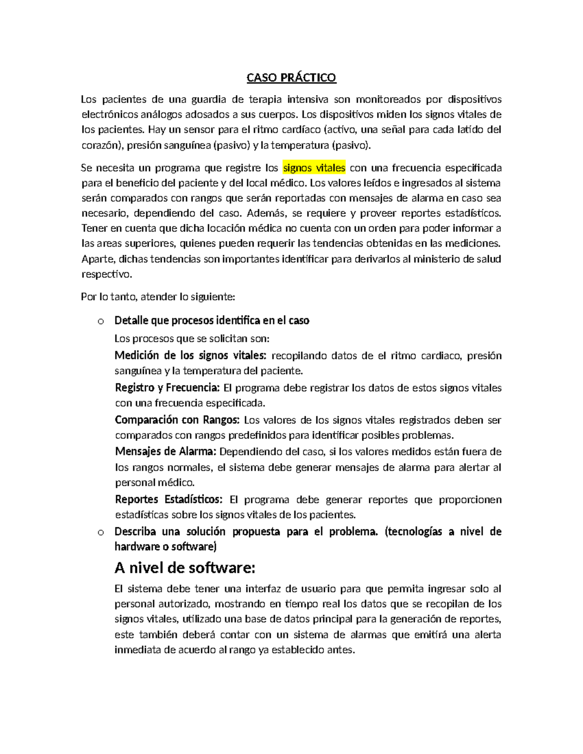 CASO Práctico - dsadas - CASO PRÁCTICO Los pacientes de una guardia de ...
