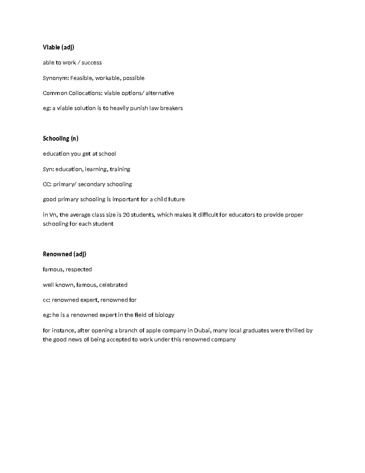 Vocabulary Daily Use: Key Terms and Their Applications - Studocu