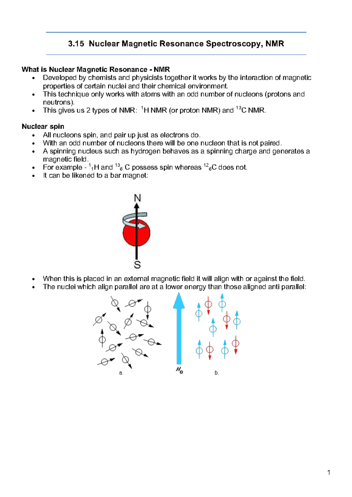 NMR Spectroscopy Overview - 3.15 NMR Analysis Guide - Studocu