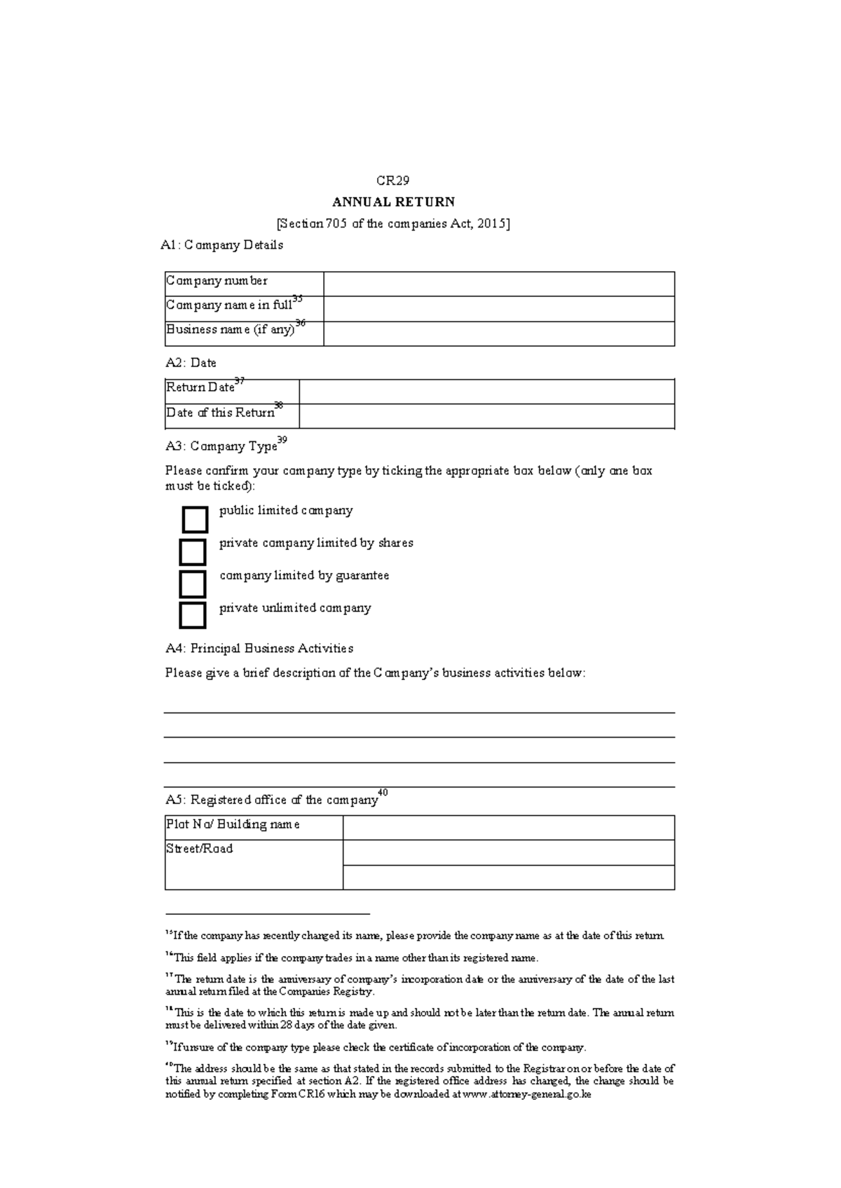 CR29 - Filing Guide for CR9 Form: Annual Returns for Companies - Studocu