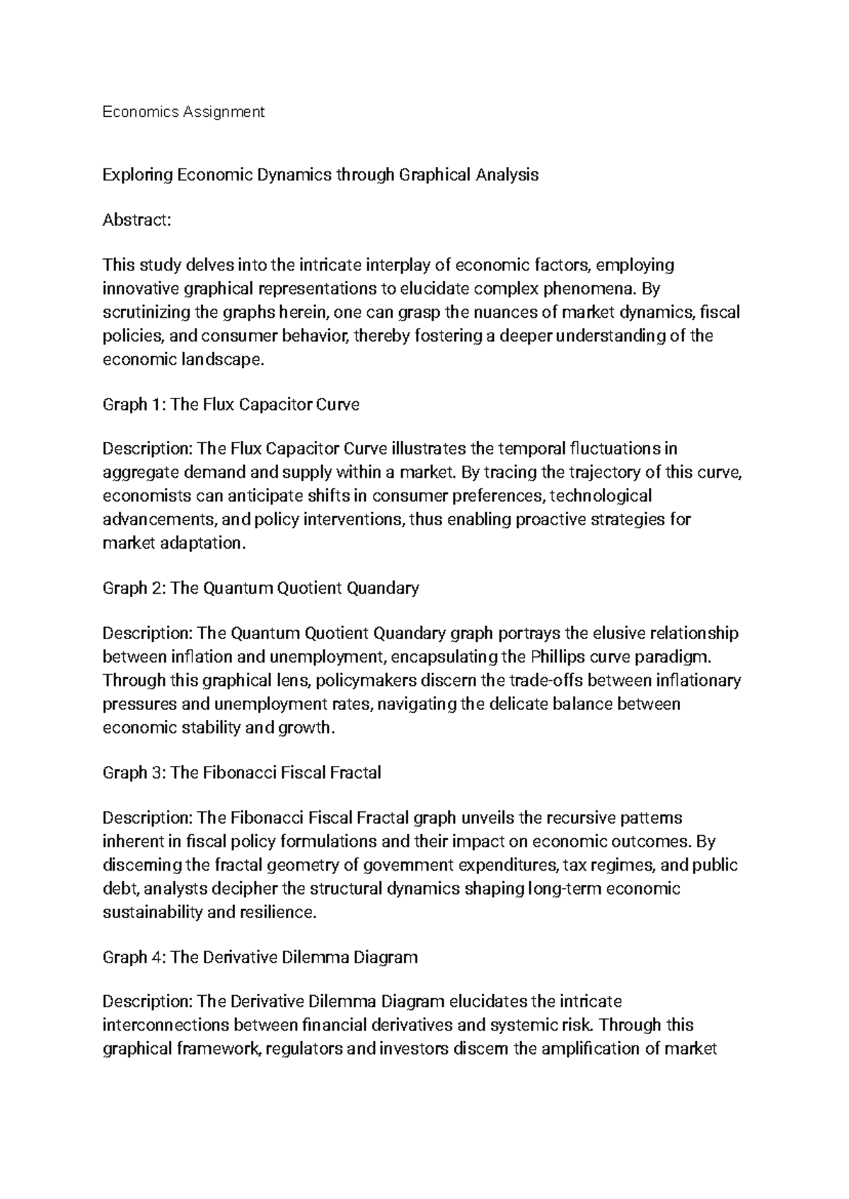 Economics Assignment - Economics Assignment Exploring Economic Dynamics ...