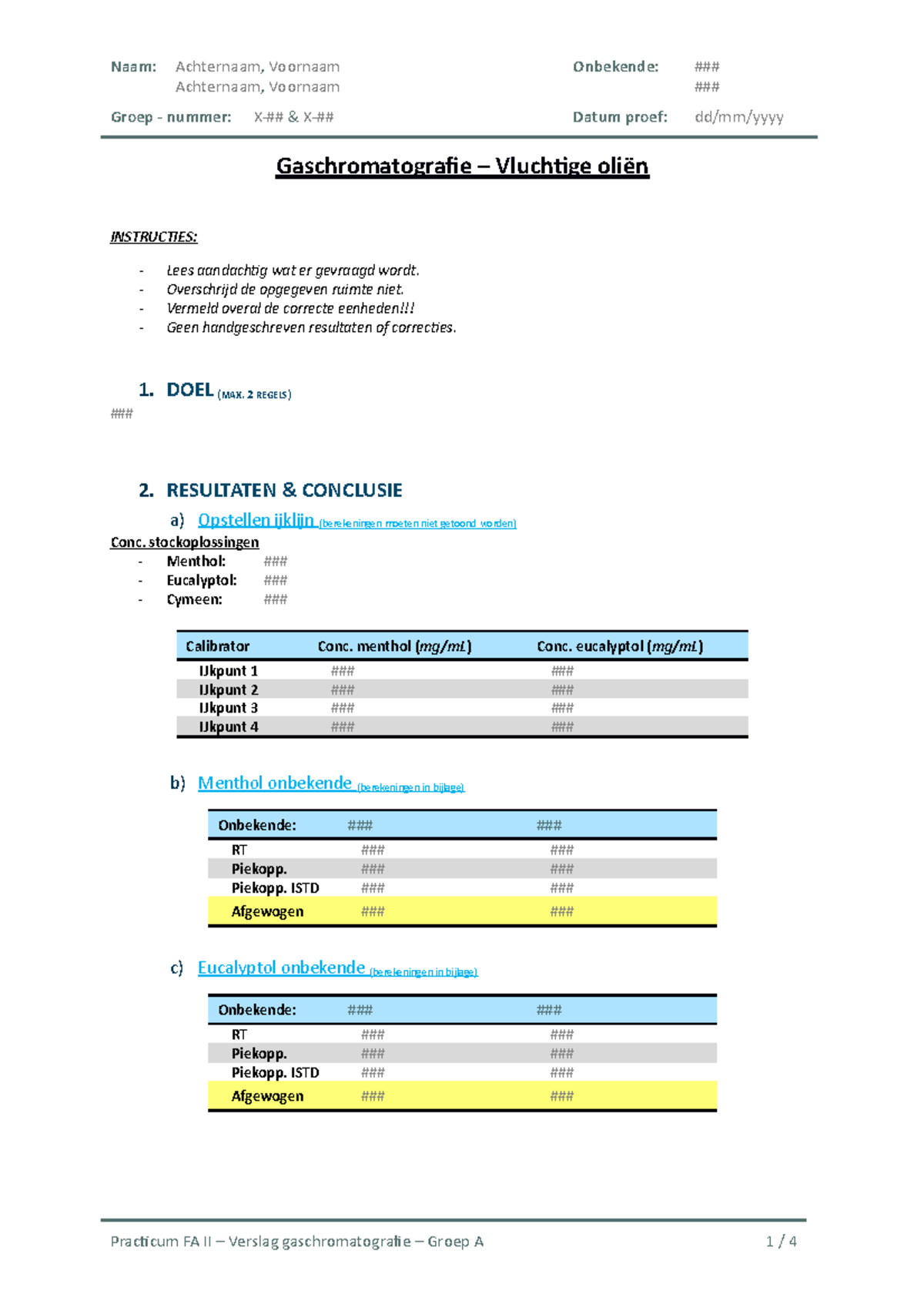 Gaschromatografie Rapport GC - Vluchtige Oliën Analyse - Studocu