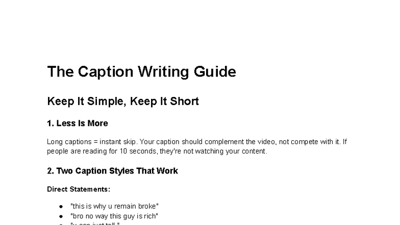 Caption Writing Guide: Tips for Effective Captions - Studocu