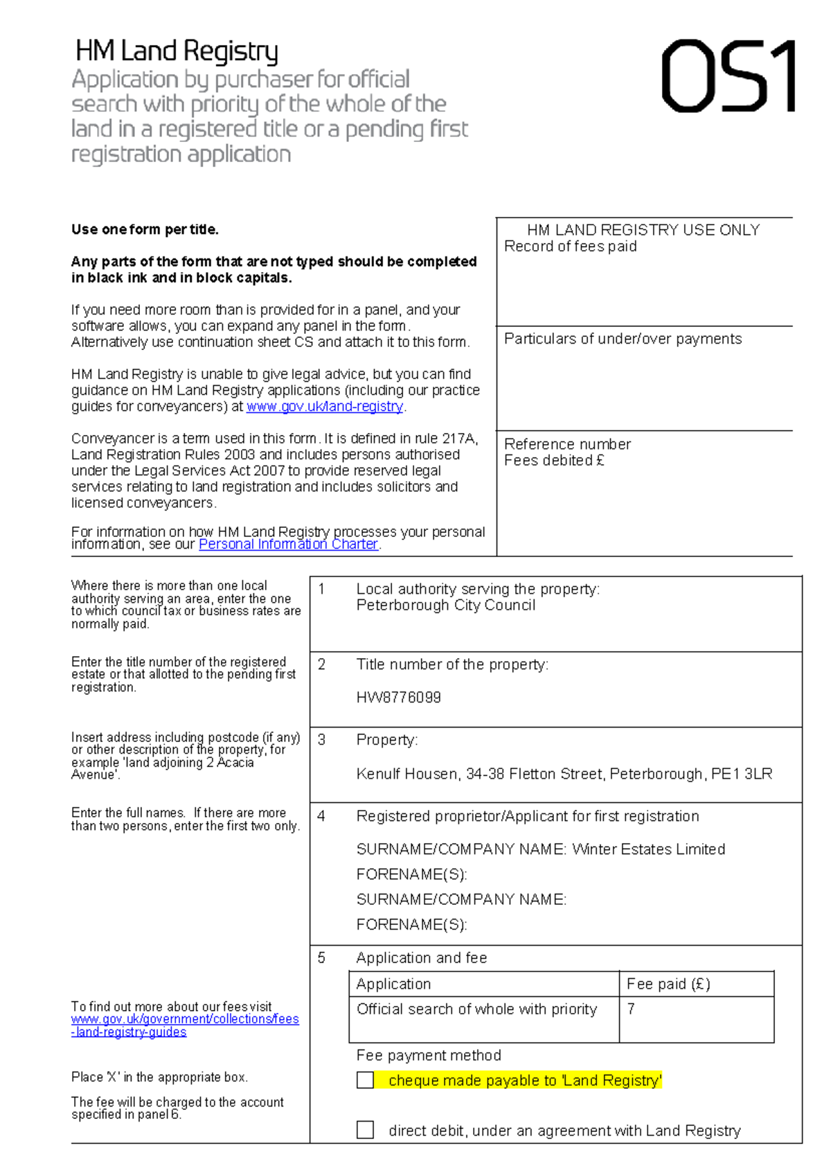 OS1 - Unit 8 - Real estate - Use one form per title. Any parts of the ...