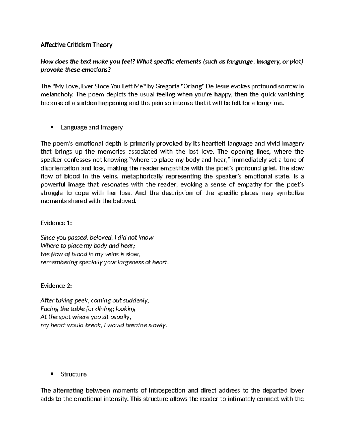 Affective Question 1 - iuerjijqiow9 - Affective Criticism Theory How ...