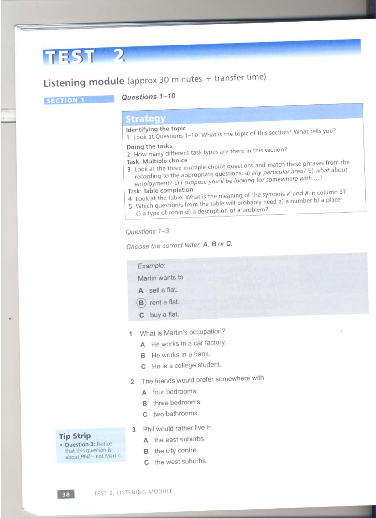 Test 2 - IELTS - TEST 2. Listening module (approx 30 minutes transfer ...