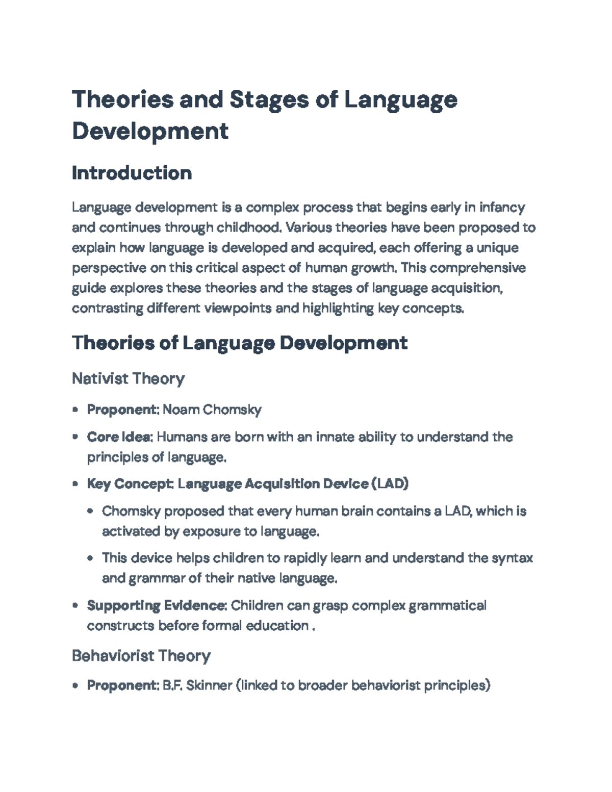 Theories and Stages of Language Development - Overview and Insights ...