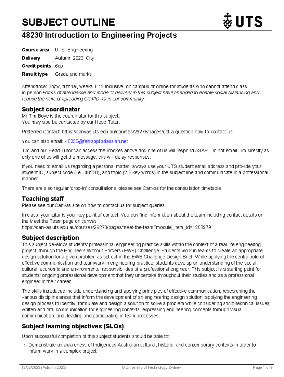 48230 Course Overview: Introduction to Engineering Projects (Autumn ...